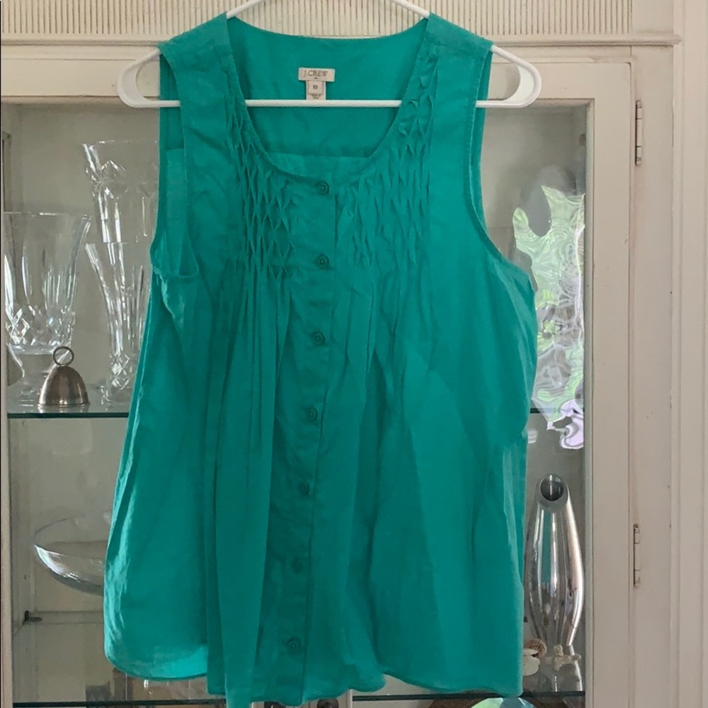 J. CREW green top blouse size 10 large sleeveless tank top